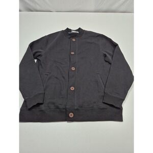 Silverts Jacket Mens L Black Fleece Adaptive Magnetic Button Bomber SV515